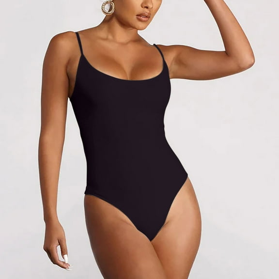 YEAHITCH Woman's Swimsuit,New Swimwear,Swimwear Sale,One-Piece,Round Neckline,High WaistBlack,S (US:4)