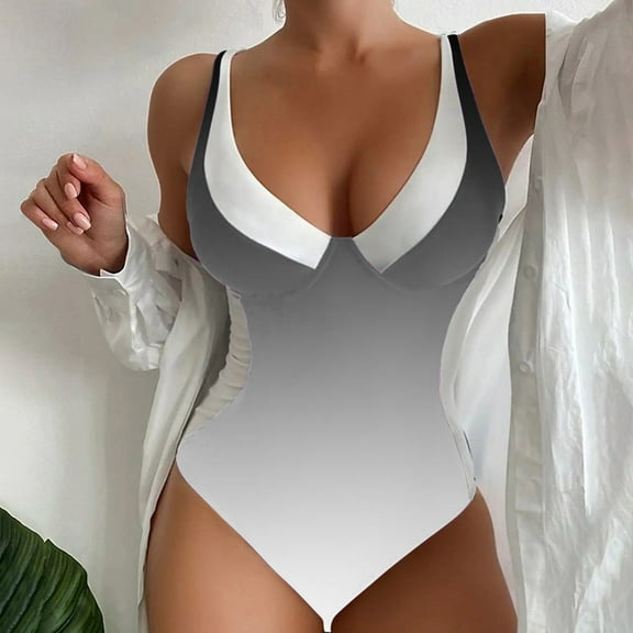 YEAHITCH Womens Swimsuit,Juniors Swimsuit,Clearance Swimsuit,One-Piece,Mid WaistGray,S (US:4)