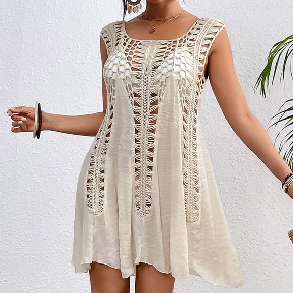 YEAHITCH Womens Swimsuit,Juniors Swimsuit,Clearance Swimsuit,Swim Dress,Square Neckline,Mid WaistBeige,M (US:6)