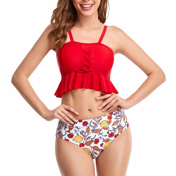 YEAHITCH Womens Swimsuit,Juniors Swimwear,Swimwear Clearance,One-Piece,Mid WaistRed,M