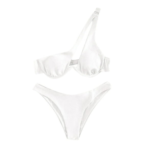 YEAHITCH Womens Swimwear,Juniors Swimwear,Swimwear Clearance,Two-Piece Sets,High WaistWhite,M (US:6)