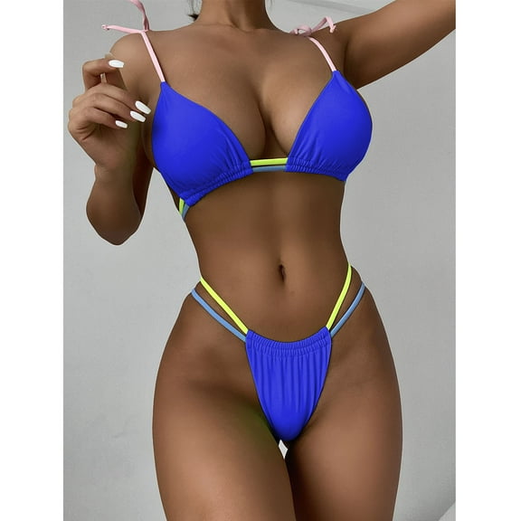 YEAHITCH Womens Swimwear,New Swimwear,Swimwear Sale,Two-Piece Sets,High WaistBlue,M