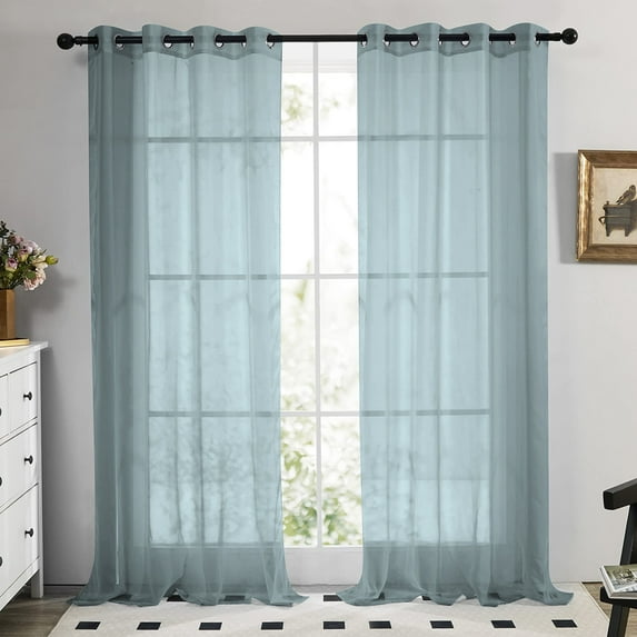 YEAHOME Grommet Curtain Sheer Panel Set 2PCS, 55" x 63", Gray