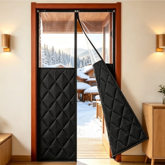 YEAHOME Magnetic Thermal Insulated Door Curtain, Fits 30" x 78" Door, Insulated Door Cover with Clear Window, Hands-Free Self-Closing for Pets, Block Draft