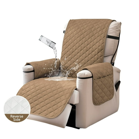 YEAHOME Recliner Sofa Slipcover Reversible Sofa Cover Water Resistant Couch Cover Furniture Protector with Elastic Straps for Pets Kids Children Dog Cat, Camel