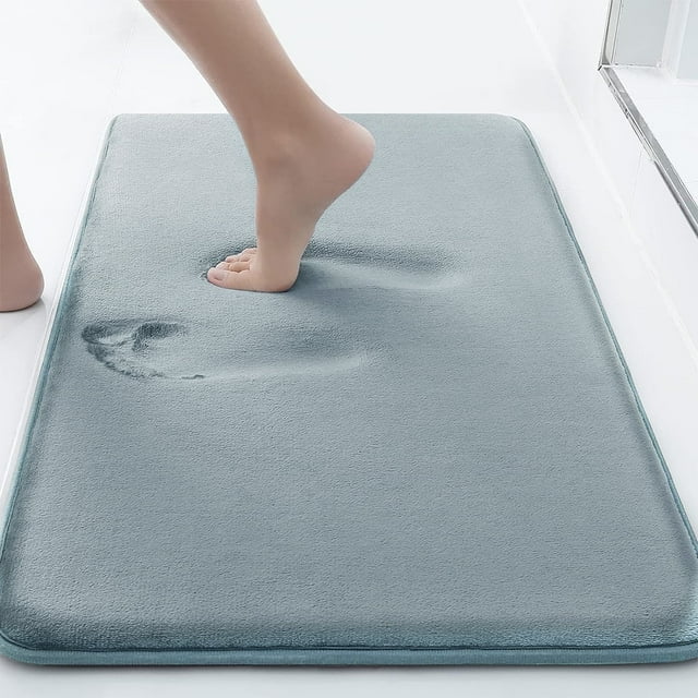YEAHOME Thick Memory Foam Bath Rugs, Soft Absorbent Velvet Bathroom Mats, Durable Dots on Underside, Machine Washable, Carpet Rug Room Decor for Shower Floor, 17"×24", Gray