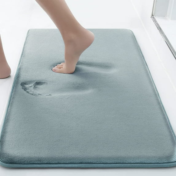 YEAHOME Thick Memory Foam Bath Rugs, Soft Absorbent Velvet Bathroom Mats, Durable Dots on Underside, Machine Washable, Carpet Rug Room Decor for Shower Floor, 20"×30", Gray