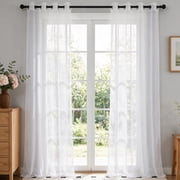 YEAHOME White Sheer Curtains 95 inches Long - Home Decoration Grommet Airy & Lightweight Elegant Window Treatments with Light Filtering for Bedroom/Living Room 2 Panels, W52 x L95
