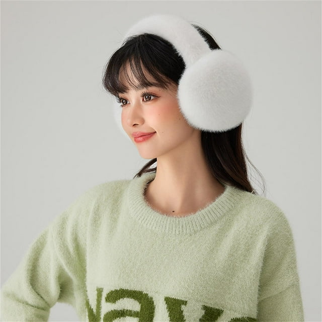 YEAHOO Luxury Ladies Faux Rabbit Fur Earmuffs Winter Women Warm