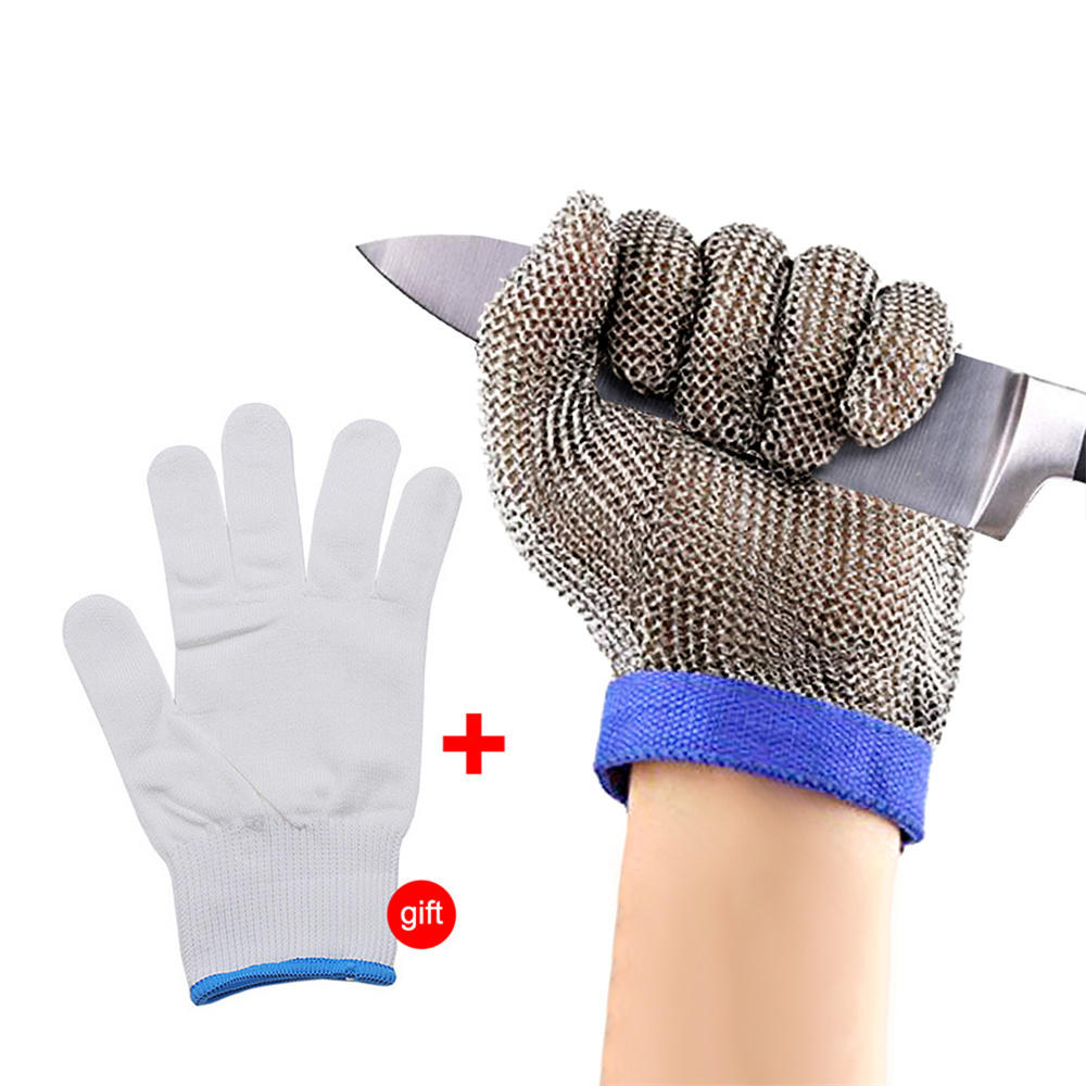 YEAHOO Stainless Steel Wire Gloves Anticut Cutresistant Woven Safety