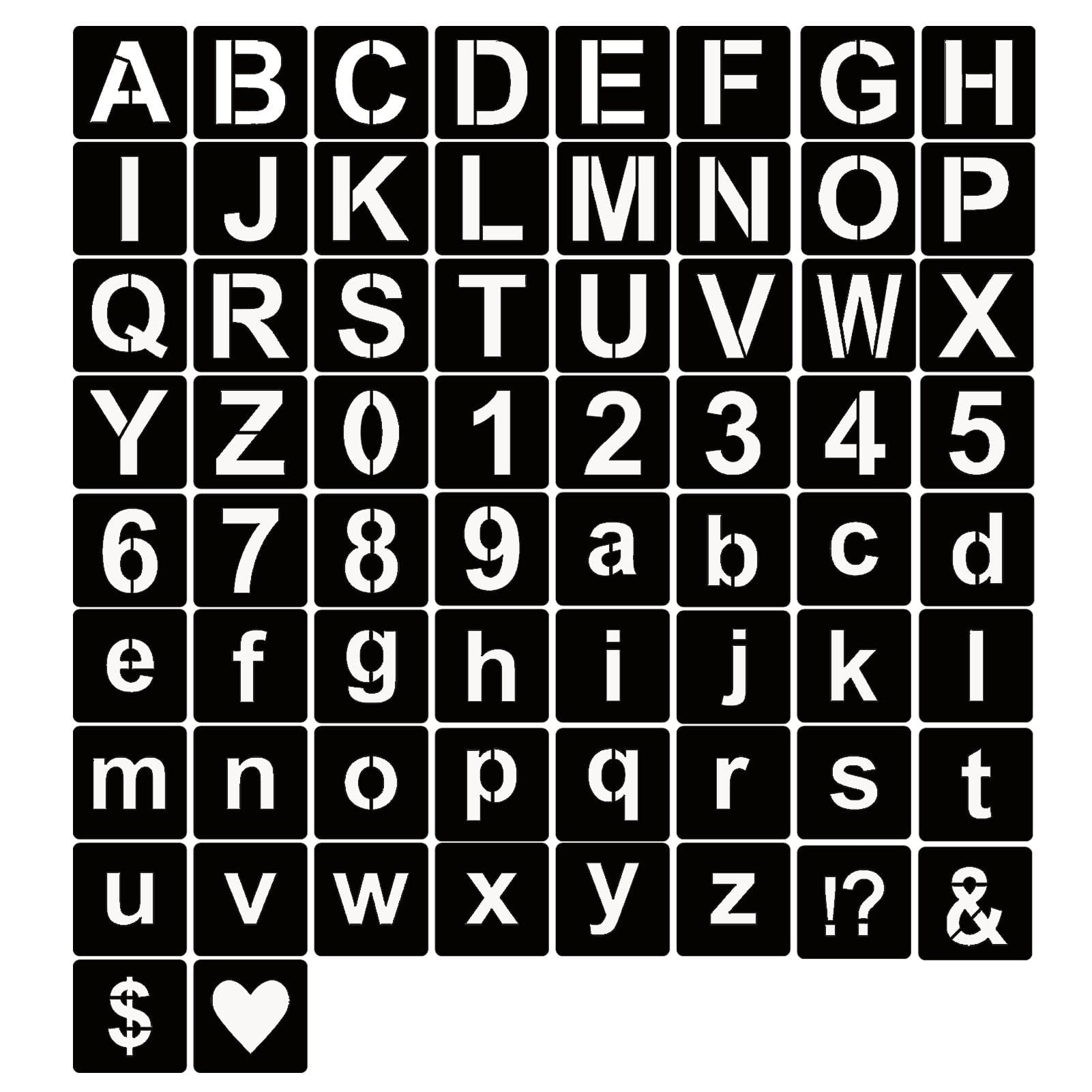 YEAJON 1.5 Inch Letter Stencils Symbol Numbers Craft Stencils, 66 Pcs