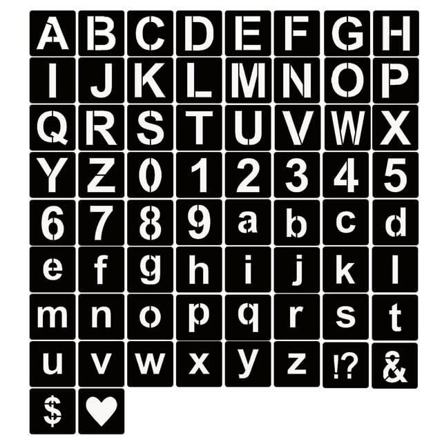 YEAJON 1.5 Inch Letter Stencils Symbol Numbers Craft Stencils, 66 Pcs