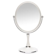 YEAKE Desk Mirror Vintage Table Mirror with Stand 8-inch Double Sided Swivel Mirror 1X/3X Magnification Makeup Vanity Mirror with Silver Style 13 Inch Height Standing Tabletop MirrorOval