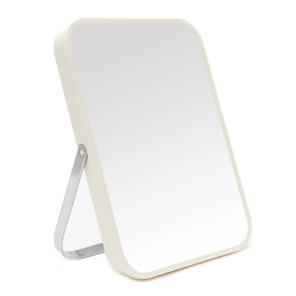 YEAKE Table Desk Makeup Mirror,8-Inch Portable Mirror with Metal Stand 90°Adjustable Rotation (White)