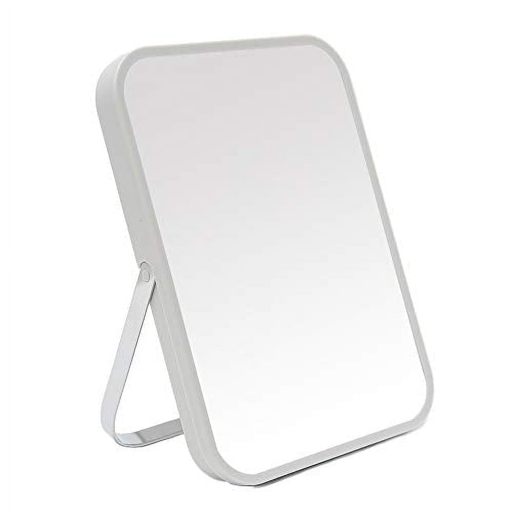 YEAKE Table Desk Vanity Makeup Mirror,8-Inch Portable Folding Mirror with Metal Stand 90°Adjustable Rotation Tavel Make Up Mirror Hanging Bathroom for Shower Shaving(Gray) Light Gr