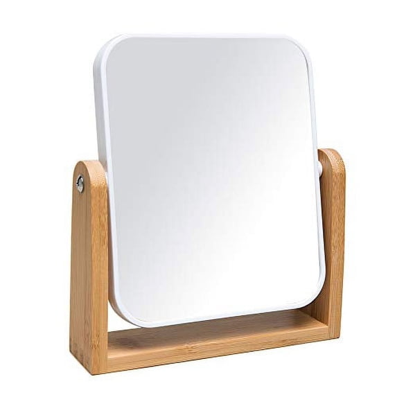 YEAKE Vanity Makeup Mirror with Natural Bamboo Stand,8 Inch 1X/3X Magnification Double Sided Magnifying Mirror