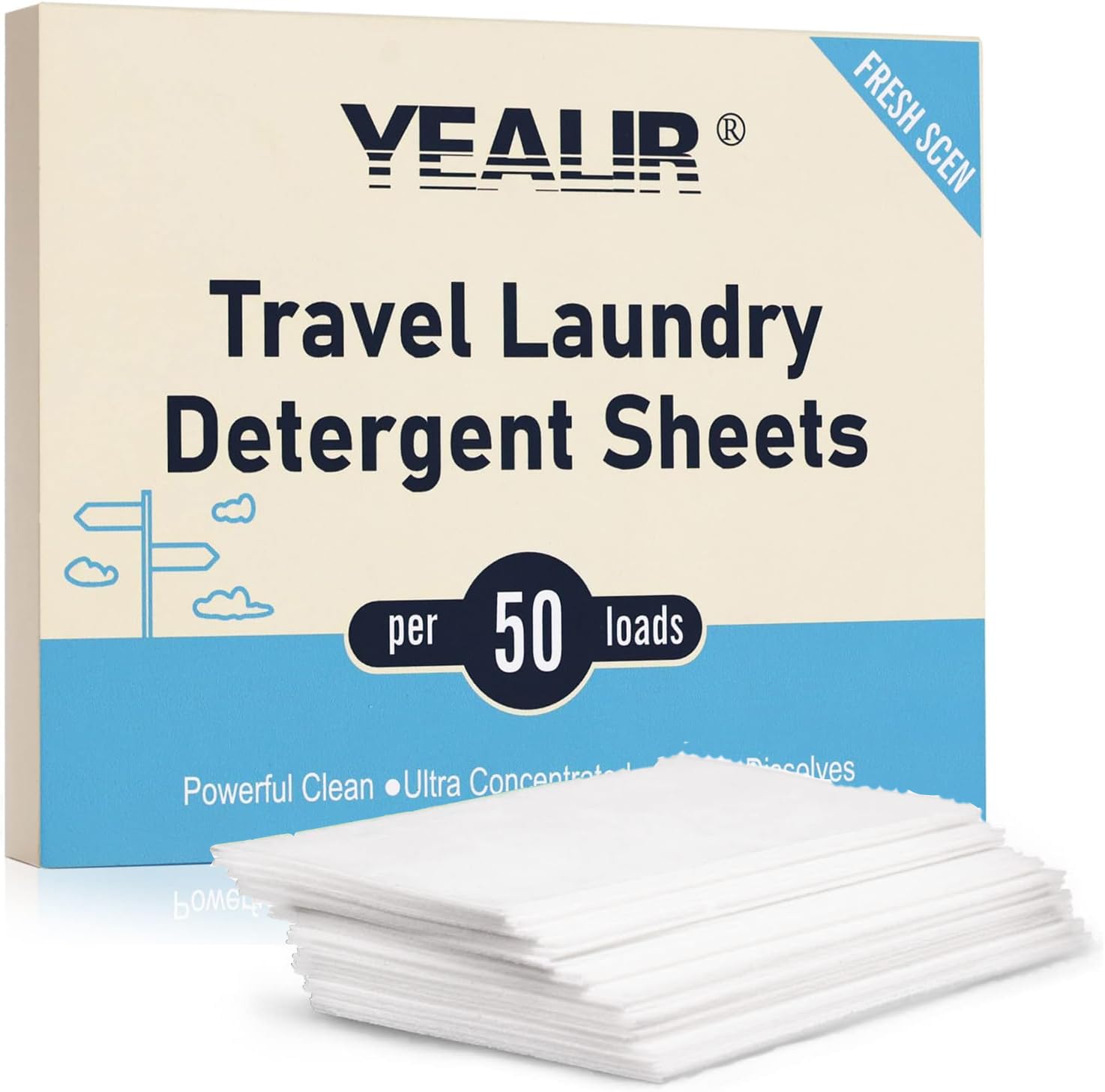 YEALIR Laundry Detergent Sheets No Mess & SpaceSaving Travel Laundry