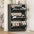 thumbnail image 1 of YEASIN Black Shoe Cabinet with 3 Flip Drawers - Modern Shoe Storage for Entryway, Freestanding, Wooden Rack for Front Door Entrance, 1 of 6