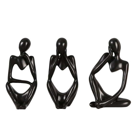 YEAUEME 3Pcs Abstract Thinker Figurine Mini Sitting Thinker Resin Statue Sculpture Living Room Home Office Bookshelf Desktop Decoration Ornament