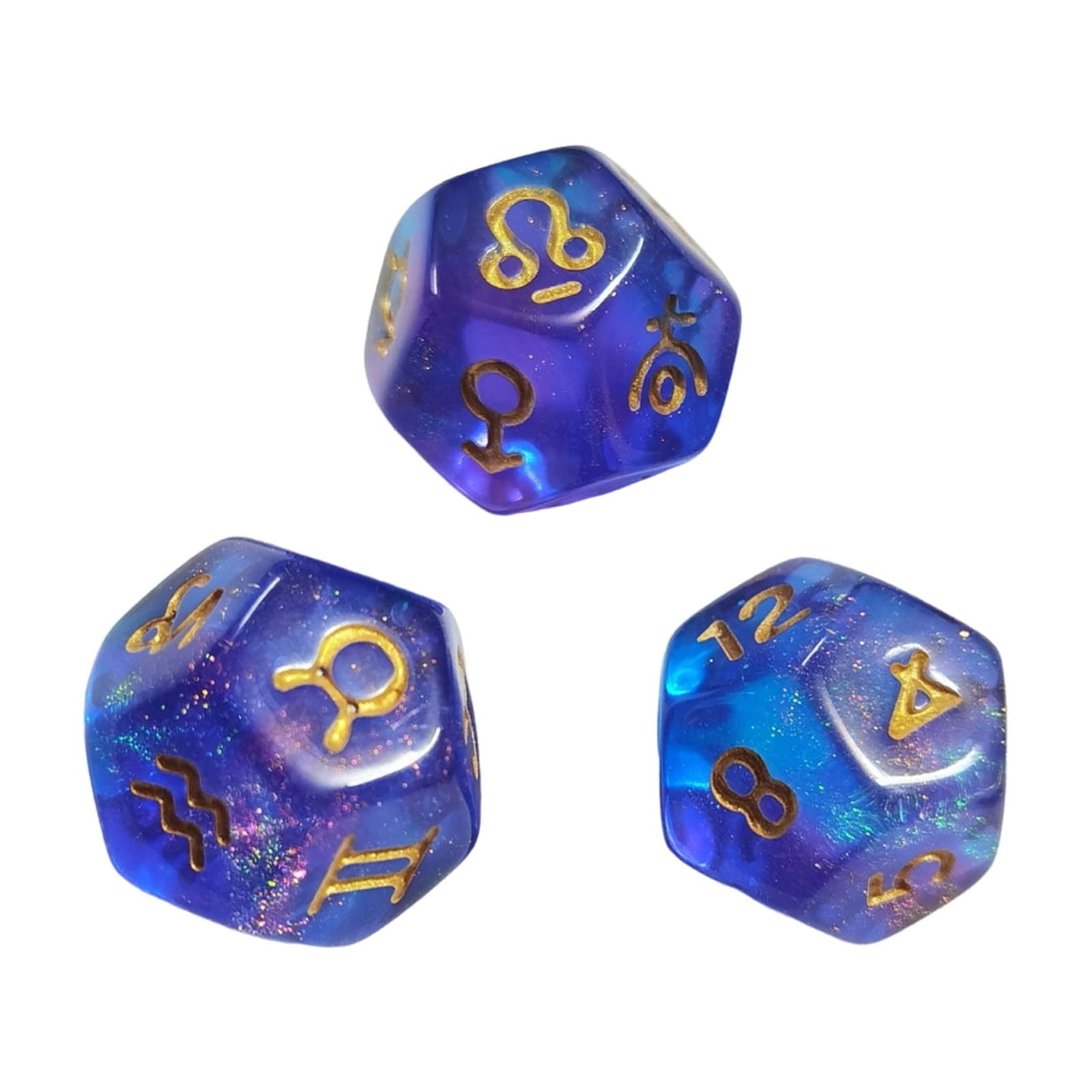 12-Sided Astrological Dice Set 3-Pieces Tarot Constellation Divination D12 Acces
