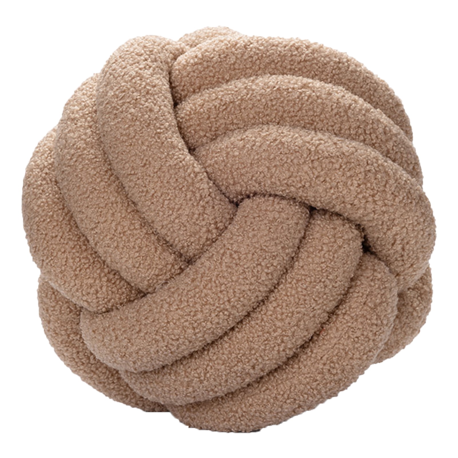 YEAUEME Pillow Manual Braided Knot Round Ball Shape Sherpa Elastic