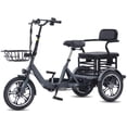 thumbnail image 1 of YEBEI Electric Tricycle for Adults Two-Seater E-Trike Electric 3 Wheels Trike Powerful Peak 1200W 48V15AH Lithium Battery Max 20MPH 16*2.125” Fat Tire E-Tricycle Gray UL2849, 1 of 10