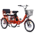 thumbnail image 1 of YEBEI Electric Tricycle for Adults Folding Electric Trike 3 Wheel Electric Trike with Two-Seater Large Basket Super Powerful Brushless 500W Motor 48V15AH Lithium Battery Max 20MPH E-Tricycle Orange, 1 of 10