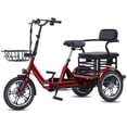 thumbnail image 1 of Nomigo Electric Tricycle for Adults Two-Seater E-Trike Electric 3 Wheels Trike Powerful Peak 1200W 48V15AH Lithium Battery Max 20MPH 16*2.125” Fat Tire E-Tricycle Red UL2849 by SGS, 1 of 10
