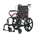 thumbnail image 1 of NOMIGO Transport Wheelchair for Adults Fold Manual Self-Propelled Wheelchair for Seniors with Double Hand Brakes Support 250lbs Weighs Black Red, 1 of 9