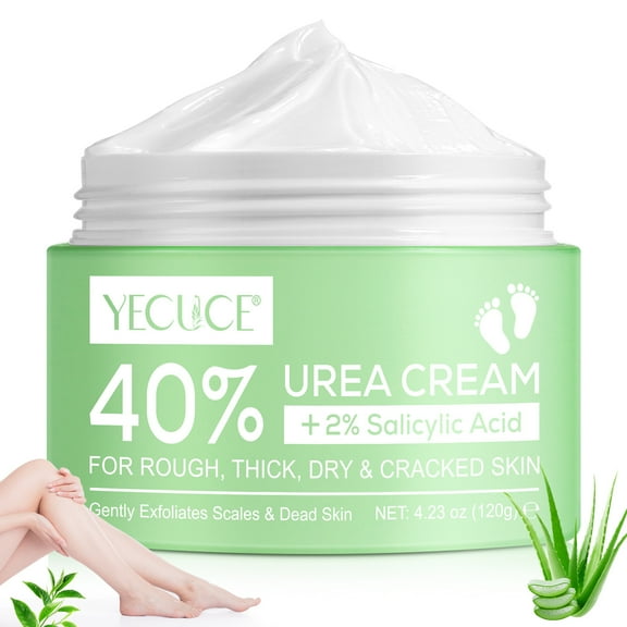 YECUCE 40% Urea Cream-Feet Care Cream for Dry, Cracked, Thick & Coarse Skin-Nourishing Moisturizing Foot & Hand Cream Lotion,4.23 oz