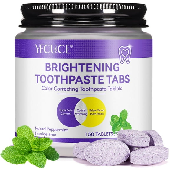 YECUCE Purple Brightening Toothpaste 150 Tablets, Natural Peppermint
