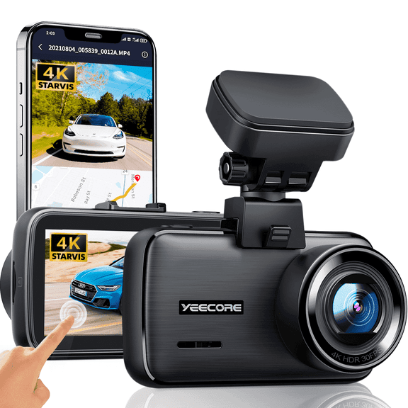 YEECORE Dash Cam, 4K UHD 2160P Car Camera Front, WiFi GPS, Touch Screen 2.45 Inch, Super Night Vision, Loop Recording, G-Sensor, HDR, Mini Dash Camera for Cars with Parking Monitor, Support 256GB Max