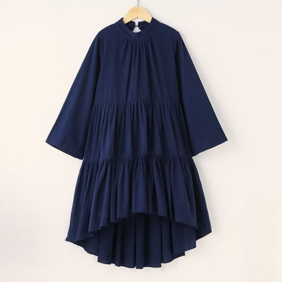 YEEDISON Baby Dress Children's Dress Autumn and Winter Girl Dress Cotton Solid Long Sleeve Party Girl Dress 9-10Y