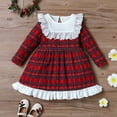 thumbnail image 1 of YEEDISON Baby Dress Children's Dress Spring Fall Clothes for Kids Fashion Plaid Lace Ruffles Long Sleeve Christmas Party Girls Dresses School Children Girl Clothing 18M-6Y, 1 of 4