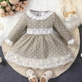 thumbnail image 1 of YEEDISON Children's Dress Autumn and Winter Girls' Casual Dress Cotton Long Sleeve Polka Dot Pattern Lace Dress for 3M-3Y, 1 of 4