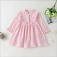 thumbnail image 1 of YEEDISON Children's Dress Autumn and Winter Girls' Casual Solid Dress Cotton Long Sleeve Knot Print Dress for 18M-6Y, 1 of 4