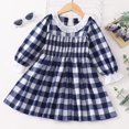 thumbnail image 1 of YEEDISON Children's Dress Autumn and Winter Girls' Dress Cotton Long Sleeve Ruffle Collar Plaid Dress for 18M-6Y, 1 of 4
