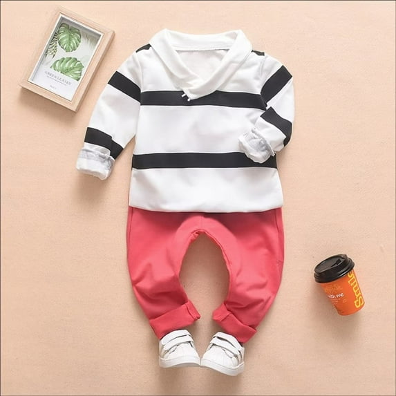 YEEDISON Children's Set Boys and Girls' Set Spring and Autumn Day Infant Long Sleeve Casual Stripe Set for 12M-5Y