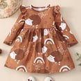 thumbnail image 1 of YEEDISON Spring Autumn Girls Clothes Toddler Girl Fall Clothes Cartoon Animal Hedgehog Long Flying Sleeve Girls Dress Cotton Kids Clothes for 3-6Y, 1 of 4