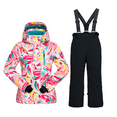 thumbnail image 1 of YEEFINE Girl's Winter Warm Ski Suit Set, Winter Thicken Hooded Insulated Suits Skiing Snowboarding Jacket Bib Pants Windproof Waterproof Black US4, 1 of 6