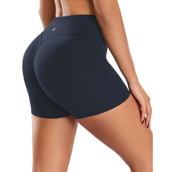 YEEKISUS Women High Waisted Biker Shorts Scrunch Butt Booty Lifting Shorts for Workout Gym Yoga Athletic Running Cycling Navy Blue XL
