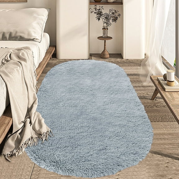 YEERSWAG 2.6x5.3ft Oval Fluffy Area Rugs for Bedroom Living Room Soft Shaggy Rug Machine Washable Non-slip