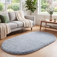 thumbnail image 1 of Fluffy Area Rug, YEERSWAG 2.6x5.3 ft Soft Shaggy Rug for Bedroom Living Room, Machine Washable Non-Slip Oval Carpet, Light Grey, 1 of 8