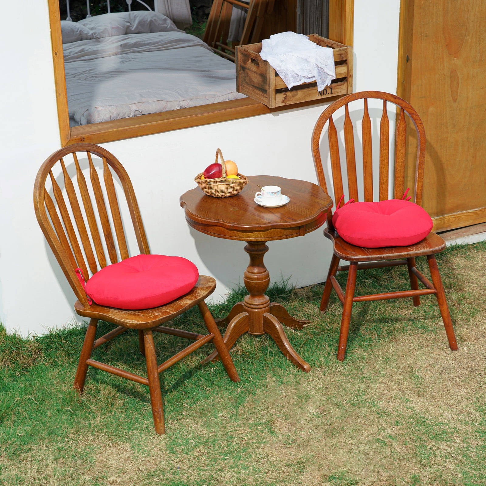 YEERSWAG Outdoor Circular Bistro Chair Cushions 2pc 15x15x3 inch