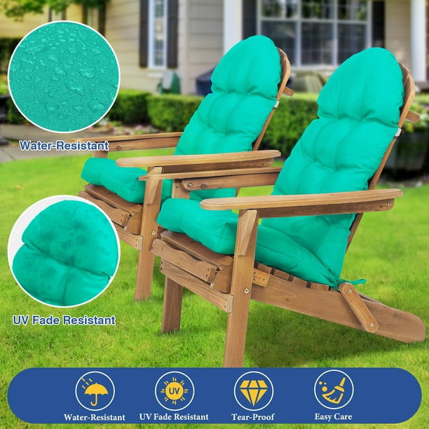 YEERSWAG 2pc 44x19.6x4 inch Rocking Chair Cushion Non Slip Adirondack Chair Cushion with Ties Anti fading Waterproof Outdoor Chair Cushion