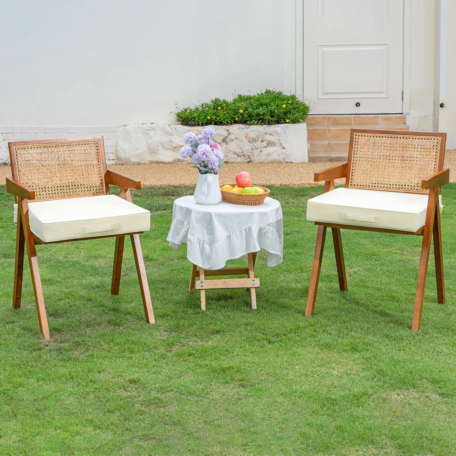 YEERSWAG 2pc Outdoor Cushions Square Corner Chair Cushions,Filling High