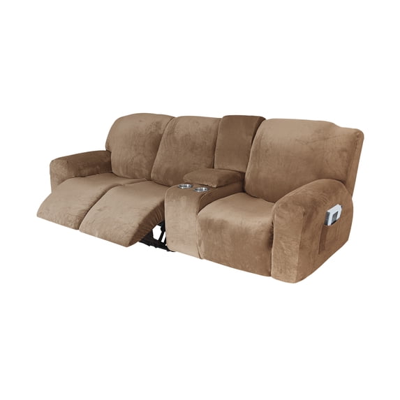 YEERSWAG 3 Seats Reclining Love Seat with Middle Console Slipcover,10-Piece Velvet Stretch Reclining Sofa Covers,Washable Furniture Protector with Elasticity for Kids Pet(12 Colors)