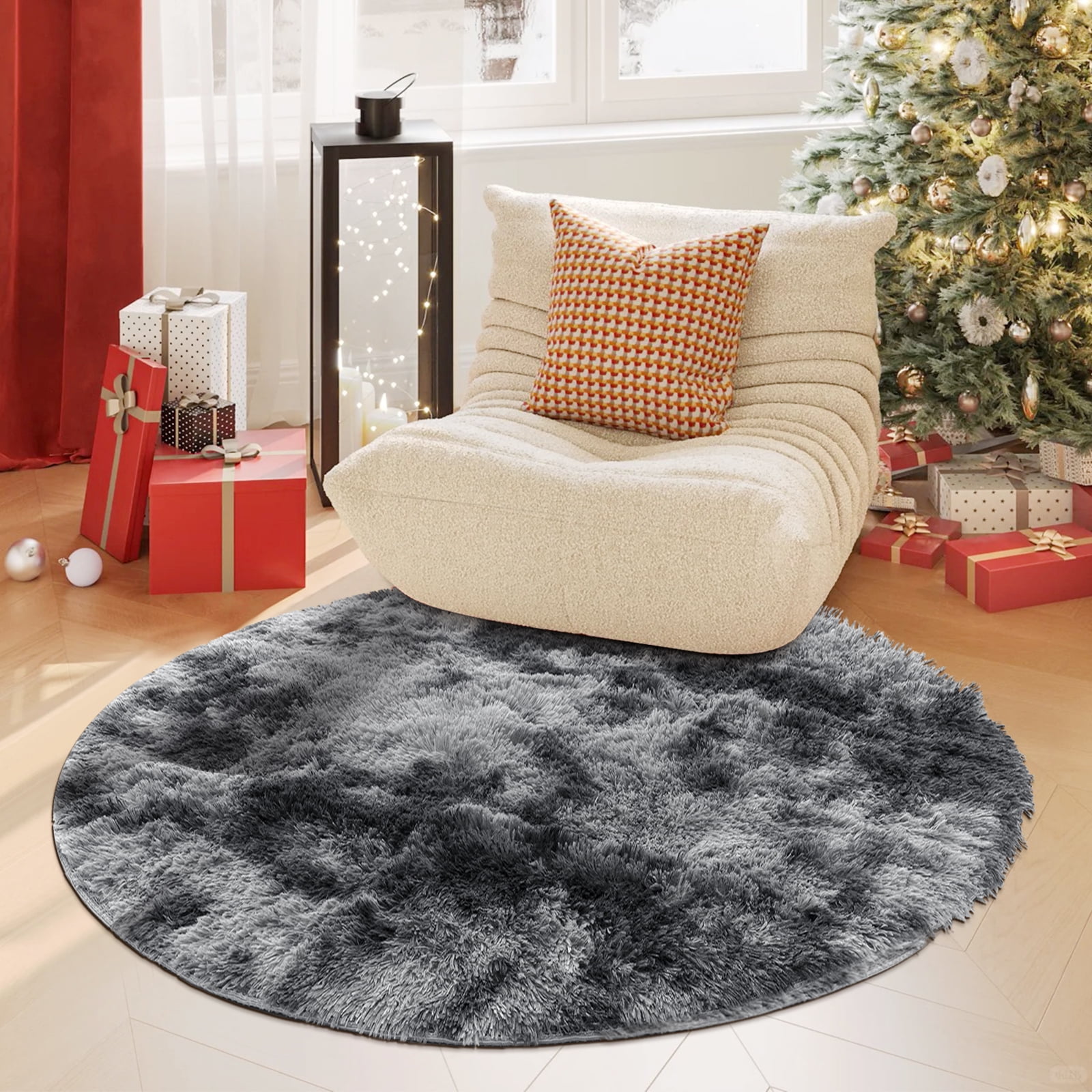 YEERSWAG 4'x4' Round Fluffy Area Rugs for Bedroom Kids Nursery Rug