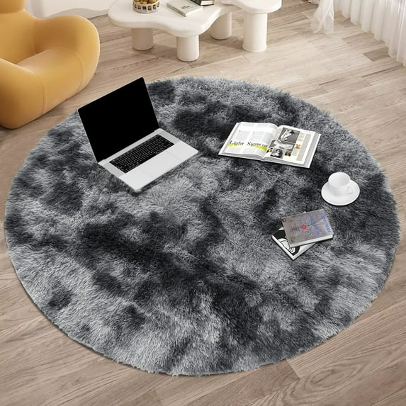 YEERSWAG 4'x4' Round Rugs for Bedroom,Fluffy Circle Rugs for Living Room,Home Decor Shaggy Carpet Fuzzy Plush Rug