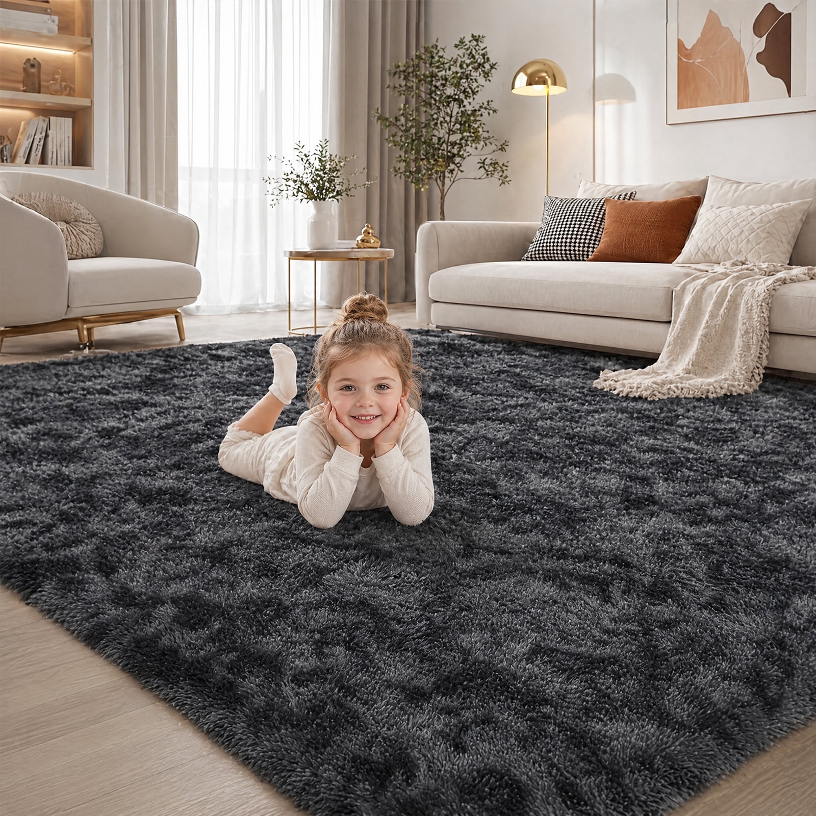 YEERSWAG 4'x6'Area Rugs Fluffy Rug Indoor Shaggy Rugs Area Rugs for Living Room Bedroom Carpet